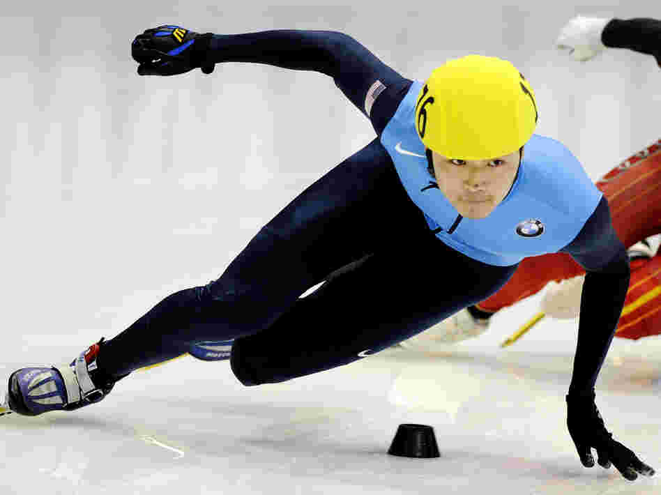 U.S. speedskater Simon Cho competes at the Short Track Speedskating World Cup in Dresden, Germany, in February 2011. Cho said he bent the blade of a skate used by Canadian Olivier Jean at an international meet in Warsaw, Poland, last year.