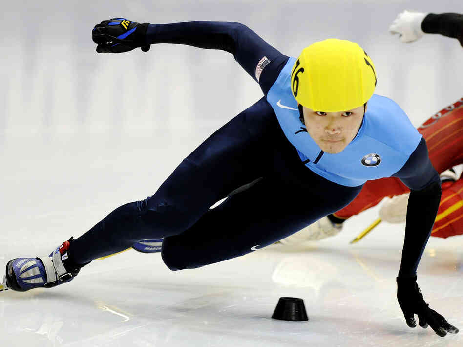 U.S. speedskater Simon Cho competes at the Short Track Speedskating World Cup in Dresden, Germany, in February 2011. Cho said he bent the blade of a skate used by Canadian Olivier Jean at an international meet in Warsaw, Poland, last year.