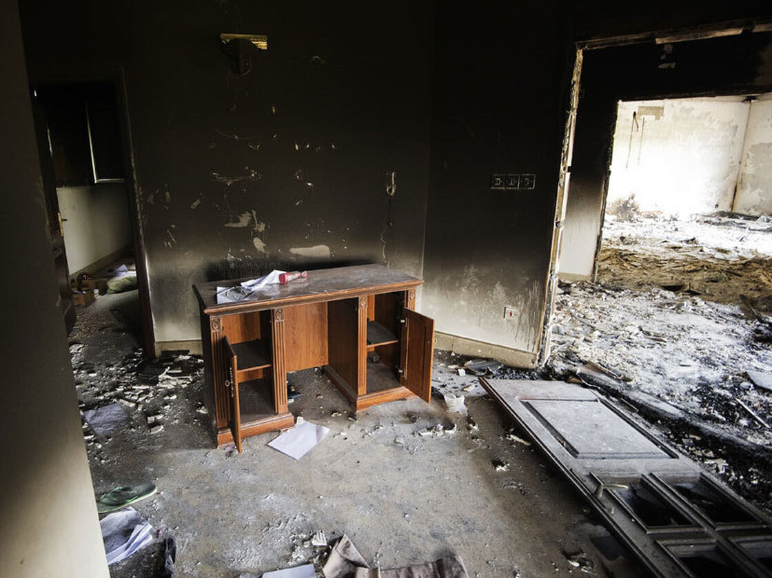 Damage inside the burnt U.S. consulate in Benghazi after an attack on the building Sept. 11.