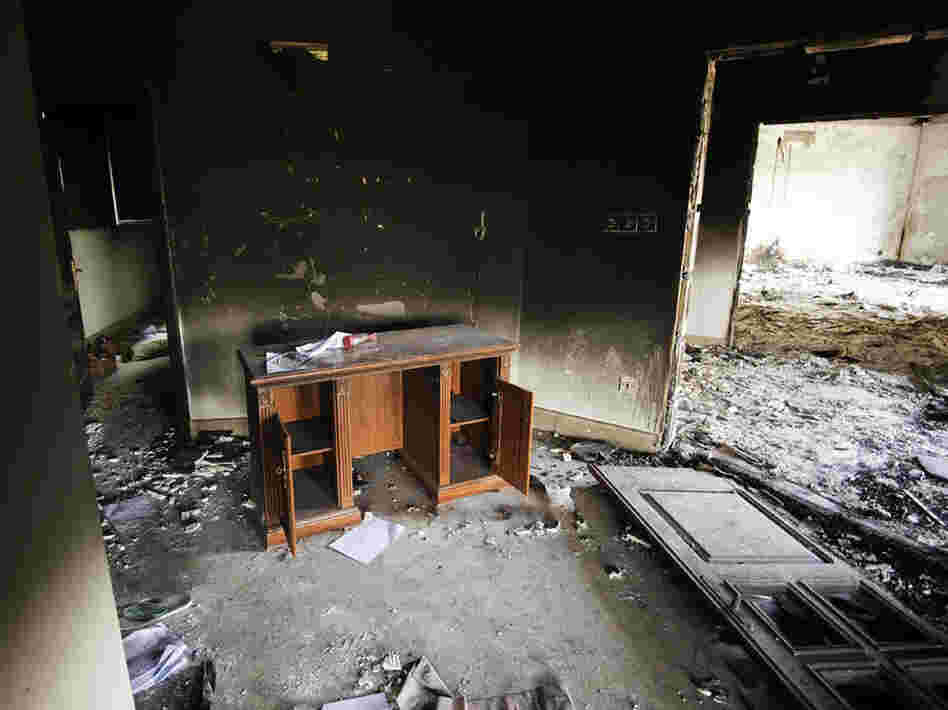Damage inside the burnt U.S. consulate in Benghazi after an attack on the building Sept. 11.