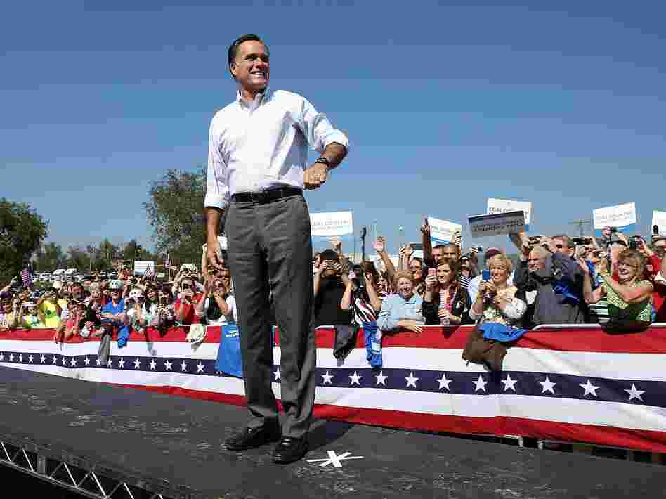 Republican presidential candidate Mitt Romney greets supporters during a campaign rally on Oct. 5 in Abingdon, Va.