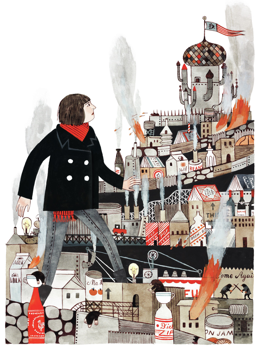 Precocious seventh grader Prue McKeel looks over a City of Moles under siege in a scene from Under Wildwood.