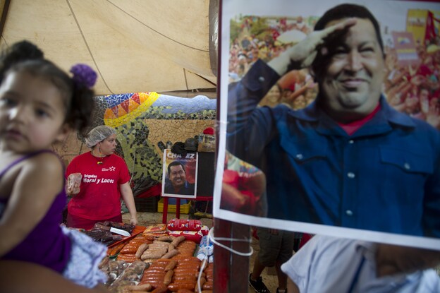 A picture of Venezuelan President Hugo Chavez was on display this week at a state-run market that provides subsidized food and basic goods in Caracas.