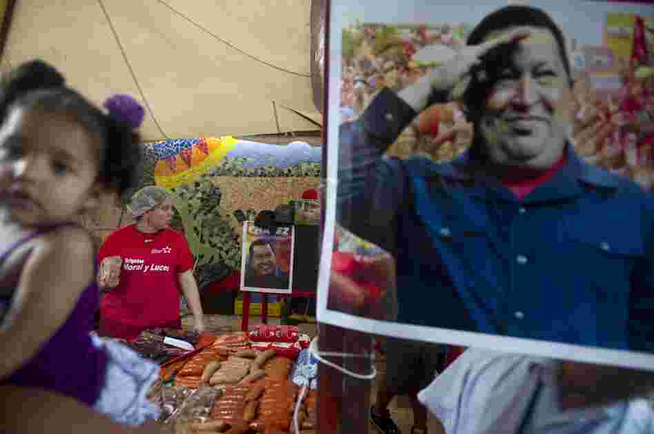 A picture of Venezuelan President Hugo Chavez was on display this week at a state-run market that provides subsidized food and basic goods in Caracas.
