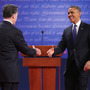 President Obama and Republican challenger Mitt Romney greet one another before Wednesday's debate in Denver. President Obama and Republican challenger Mitt Romney greet one another before Wednesday's debate in Denver.