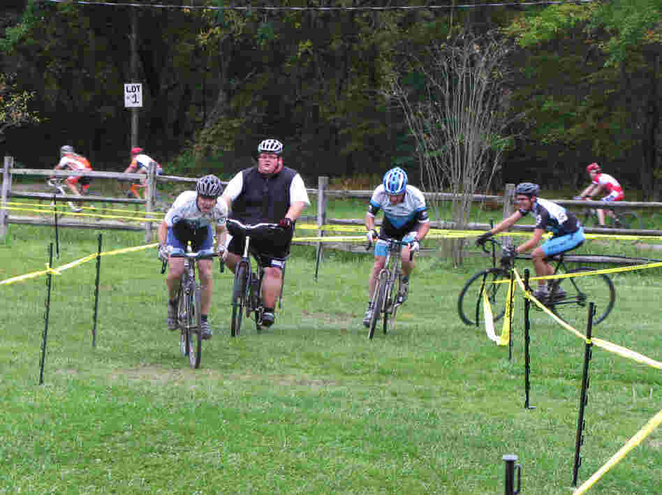 Ernest Gagnon competes in his first cyclocross race, the Midnight Ride of Cyclocross, on Sept. 26, in Lancaster, Mass.