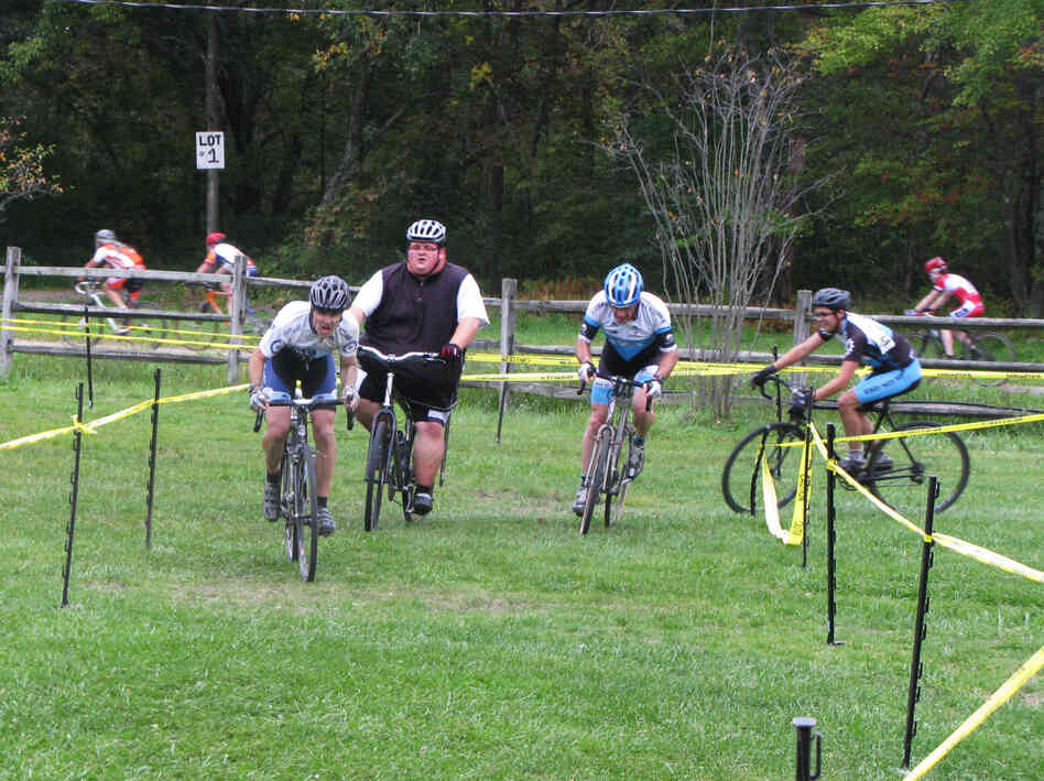 Ernest Gagnon competes in his first cyclocross race, the Midnight Ride of Cyclocross, on Sept. 26, in Lancaster, Mass.