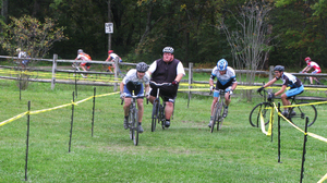 Ernest Gagnon competes in his first cyclocross race, the Midnight Ride of Cyclocross, on Sept. 26 in Lancaster, Mass.