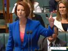 Australian Prime Minister Julia Gillard delivering her verbal takedown of the opposition. Australian Prime Minister Julia Gillard delivering her verbal takedown of the opposition.