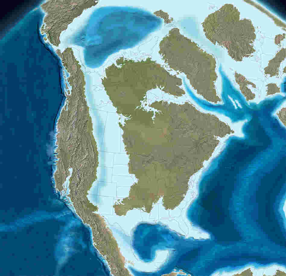 Map of Late Cretaceous coastline.