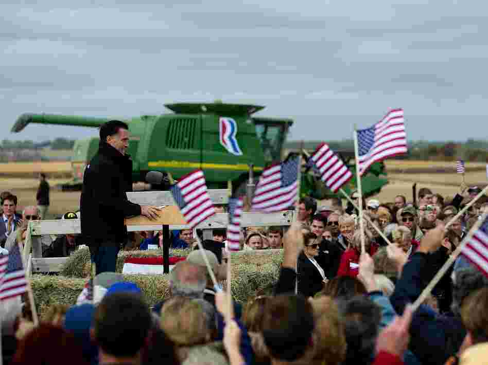 Mitt Romney on a farm in Van Meter, Iowa, on Tuesday.