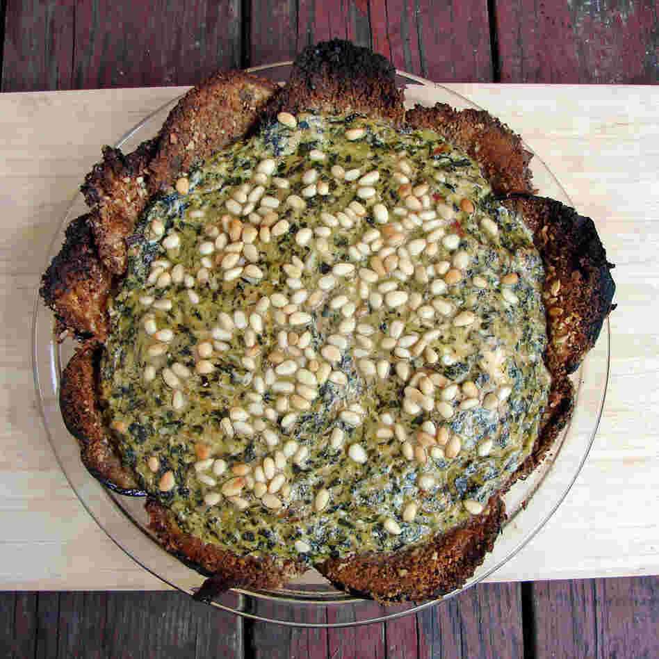 Chard And Artichoke Tart With Crispy Eggplant Crust