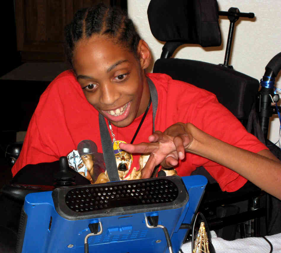 Tres Whitlock types on the DynaVox tablet that serves as his voice. Whitlock, 17, has cerebral palsy and can't speak on his own. StateImpact Florida reported on the difficulty Whitlock, and other special needs kids, have had trying to enroll in Florida charter schools. Tres Whitlock types on the DynaVox tablet that serves as his voice. Whitlock, 17, has cerebral palsy and can't speak on his own. StateImpact Florida reported on the difficulty Whitlock, and other special needs kids, have had trying to enroll in Florida charter schools.