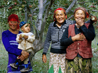 Torukun, the eldest daughter of the Kuruman family (third from right), with her father, mother-in-law, sister-in-law and nephews, poses for a photograph outside her house. Torukun raises cattle and lives in a village away from her parents. Torukun, the eldest daughter of the Kuruman family (third from right), with her father, mother-in-law, sister-in-law and nephews, poses for a photograph outside her house. Torukun raises cattle and lives in a village away from her parents.