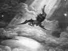 In this Gustave Dore engraving from Milton's Paradise Lost, Satan, the Fallen Angel, is flung from Heaven and nears the confines of the Earth on his way to Hell. In this Gustave Dore engraving from Milton's Paradise Lost, Satan, the Fallen Angel, is flung from Heaven and nears the confines of the Earth on his way to Hell.