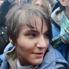 Yekaterina Samutsevich of Pussy Riot after her release from prison today in Moscow.