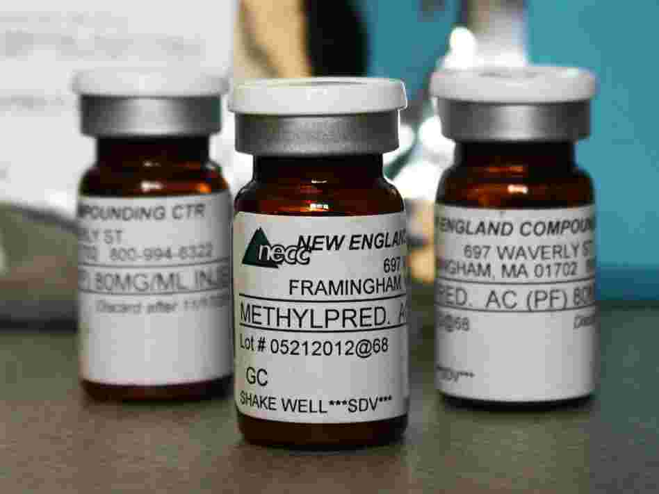 Vials of an injectable steroid product made by the New England Compounding Center, which was implicated in the October fungal meningitis outbreak.
