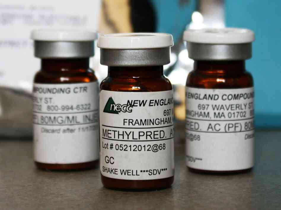 Vials of an injectable steroid product made by the New England Compounding Center, which was implicated in the October fungal meningitis outbreak.