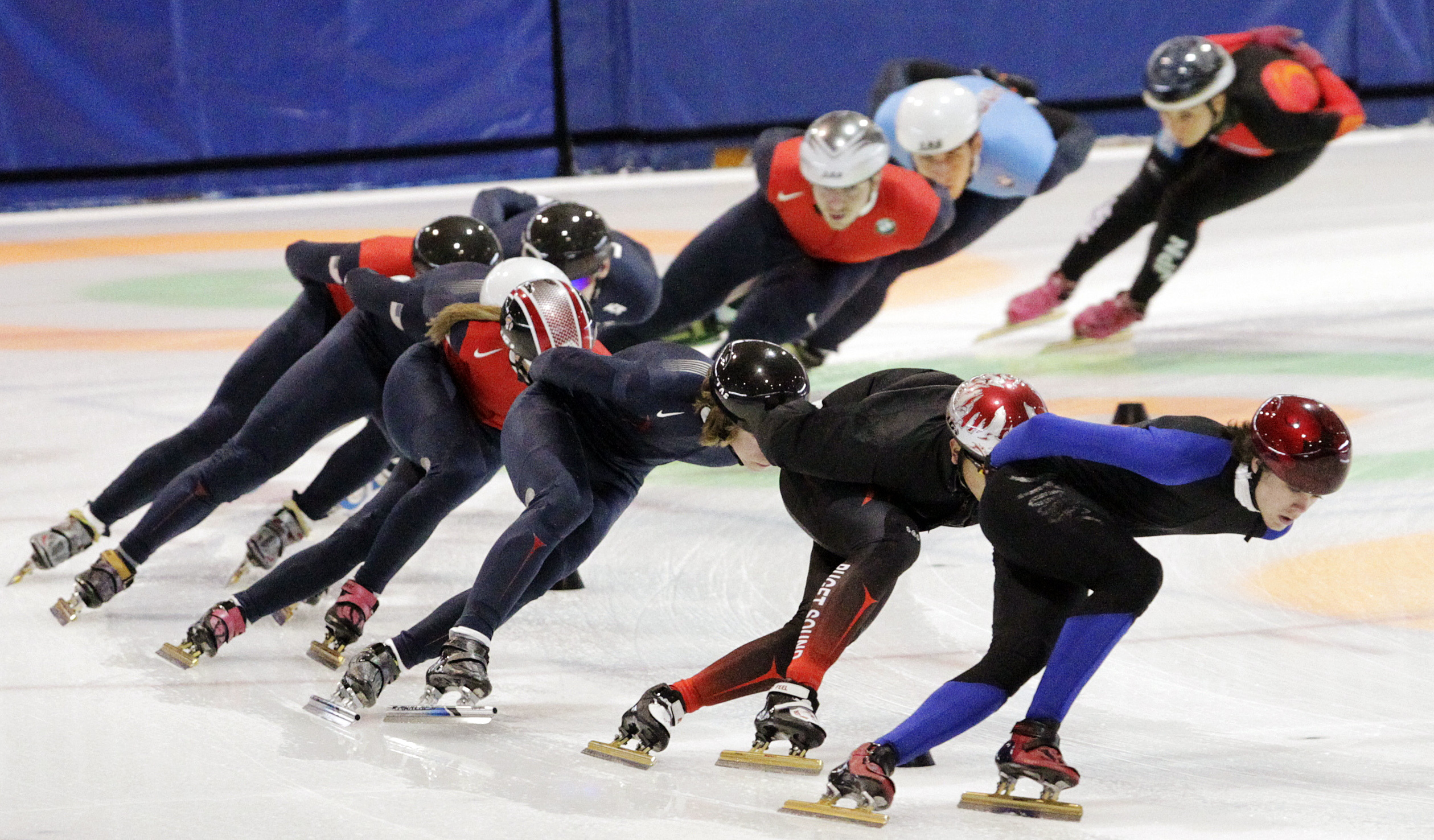 Speedskaters practice for the U.S. Single Distance Short Track Speedskating Championships, in Kearns, Utah, last month. Coach Jae Su Chun and assistant Jun Hyung Yao have resigned following allegations of abuse.