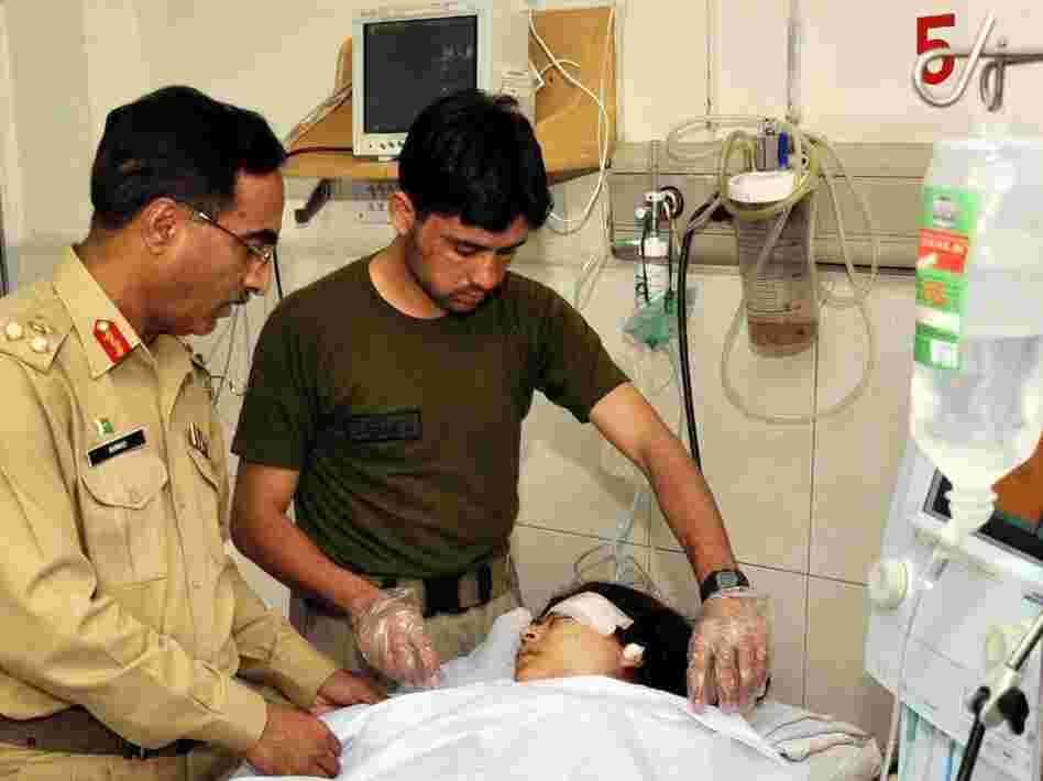Malala Yousafzai is treated in a hospital in Peshawar, Pakistan, after she was shot on Tuesday.