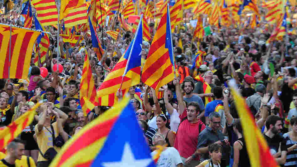 Supporters of independence for Catalonia demonstrate on Sept. 11 in Barcelona to mark the National Day of Catalonia, amid growing protests over Spain's financial crisis. Supporters of independence for Catalonia demonstrate on Sept. 11 in Barcelona to mark the National Day of Catalonia, amid growing protests over Spain's financial crisis.