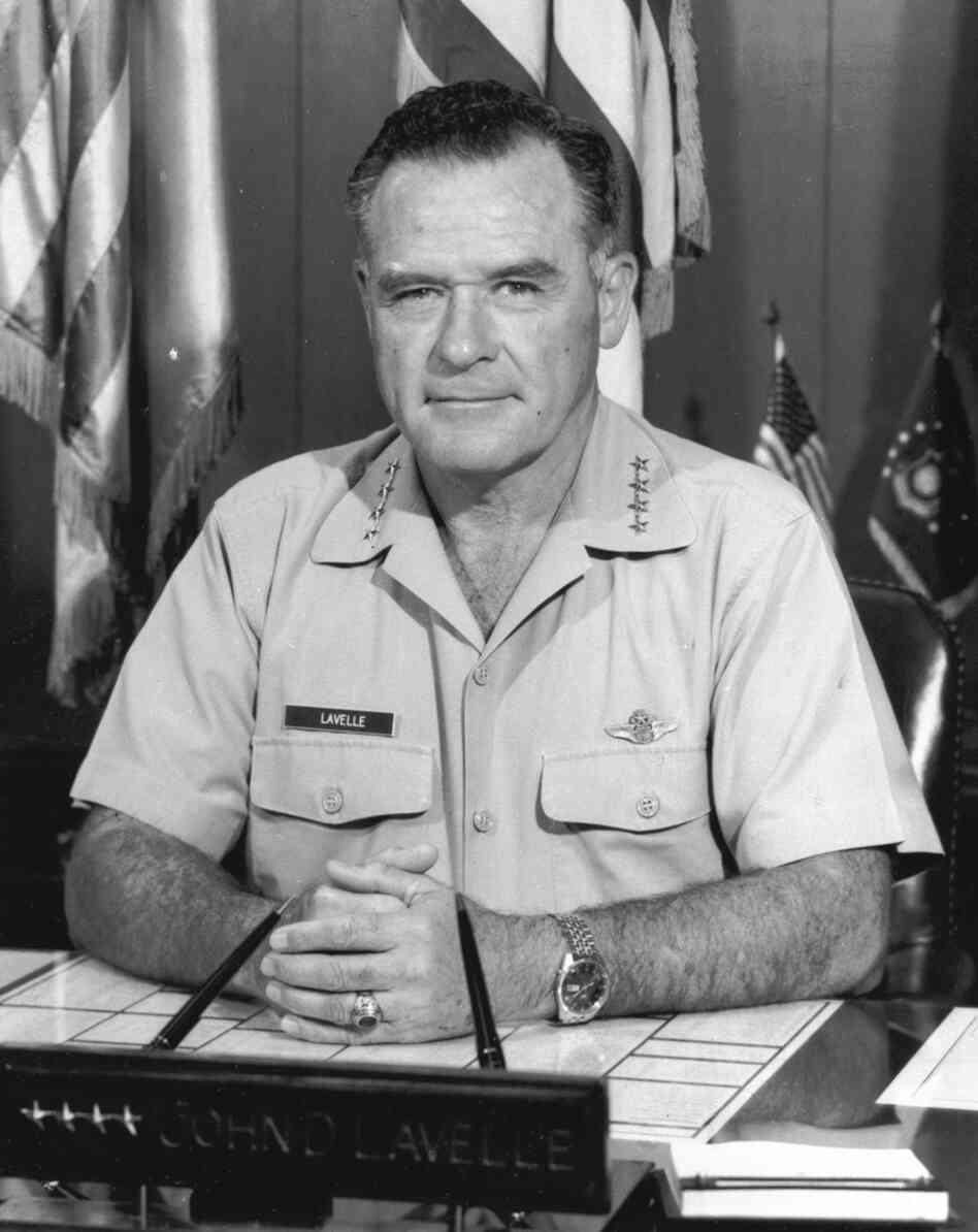Gen. John D. Lavelle was accused of authorizing illegal bombing raids in North Vietnam. Stripped of two stars, he was forced into retirement in 1972.