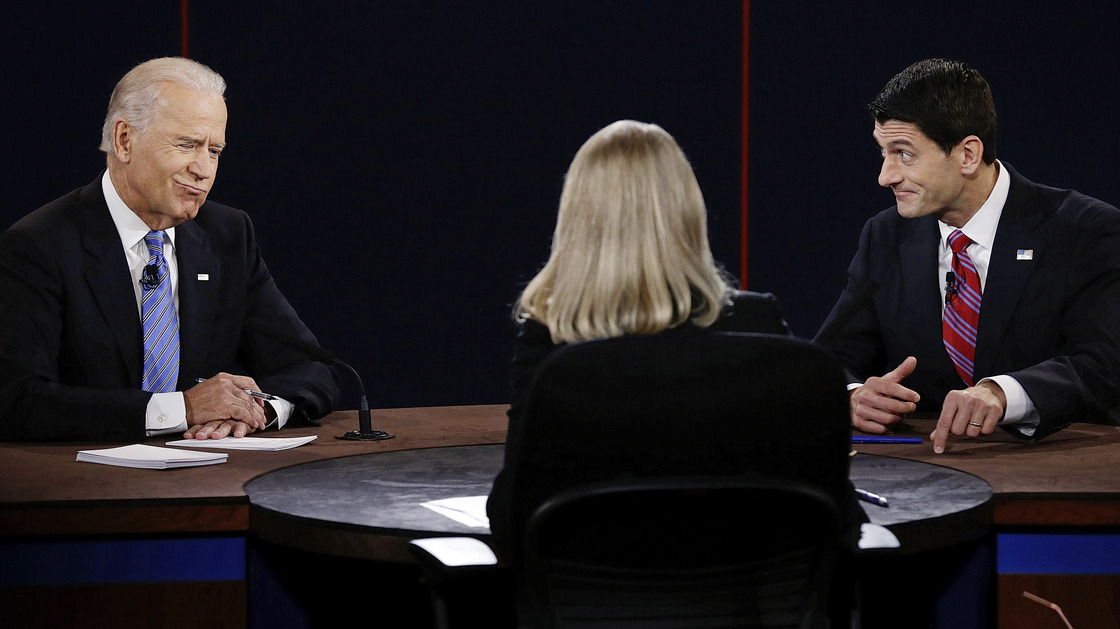 Vice President Biden and his Republican opponent, Rep. Paul Ryan of Wisconsin, participate in the vice presidential debate at Centre College in Danville, Ky., Thursday.