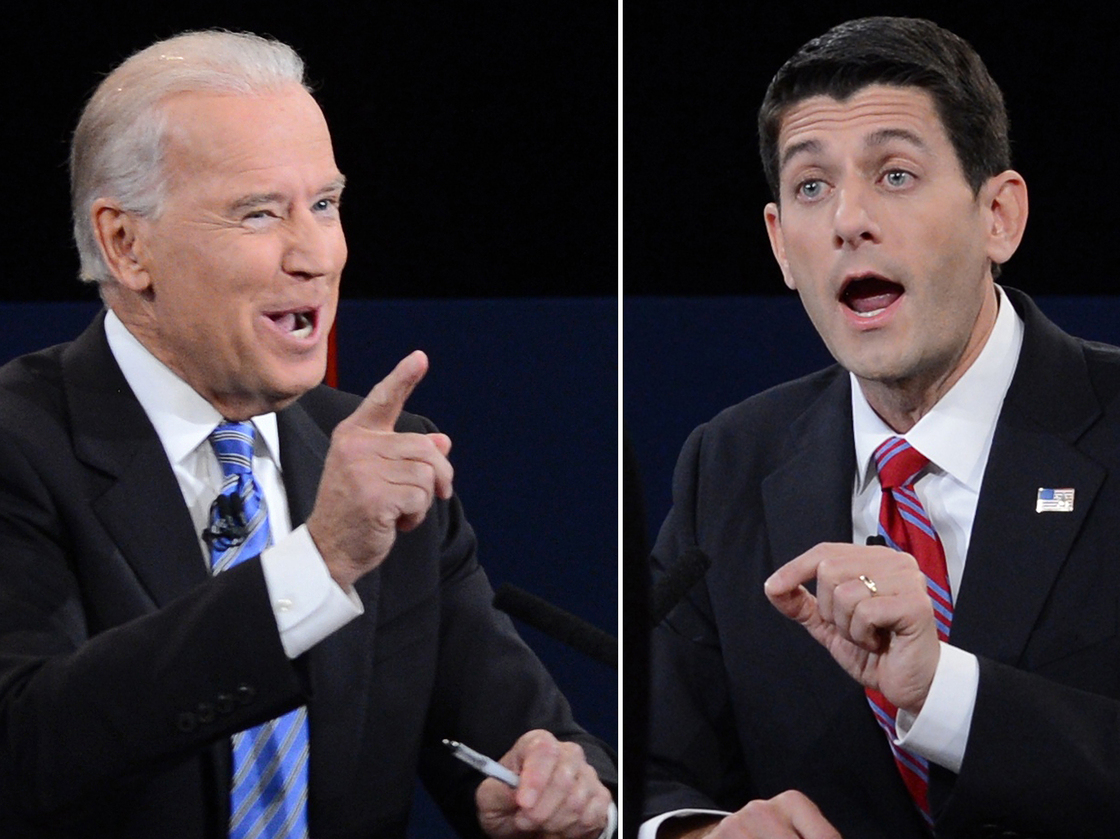 Vice President Biden (left) and Republican vice presidential candidate Paul Ryan during Thursday's debate.