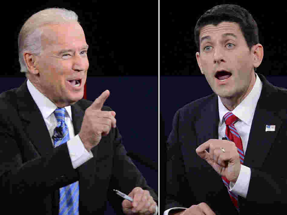 Vice President Biden (left) and Republican vice presidential candidate Paul Ryan during Thursday's debate.
