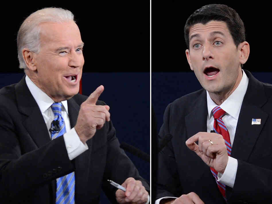 Vice President Biden (left) and Republican vice presidential candidate Paul Ryan during Thursday's debate.