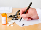 Doctor writing a prescription. Doctor writing a prescription.