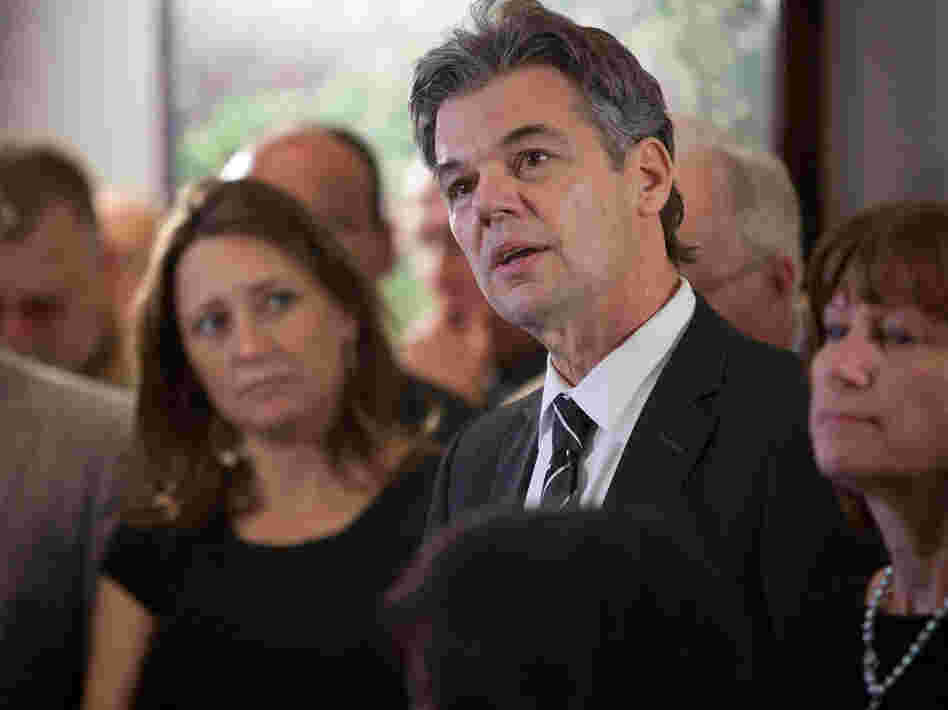 Surrounded by his family and supporters, Democrat Jim Graves announces his candidacy for Congress on April 10 in St. Cloud, Minn.