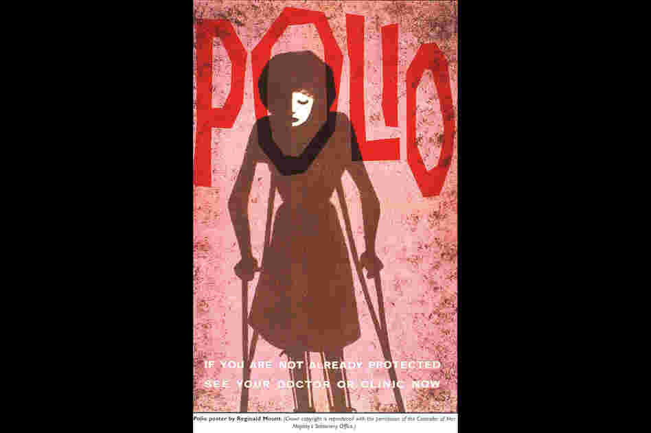 A British postcard promotes the importance of vaccinating against polio.