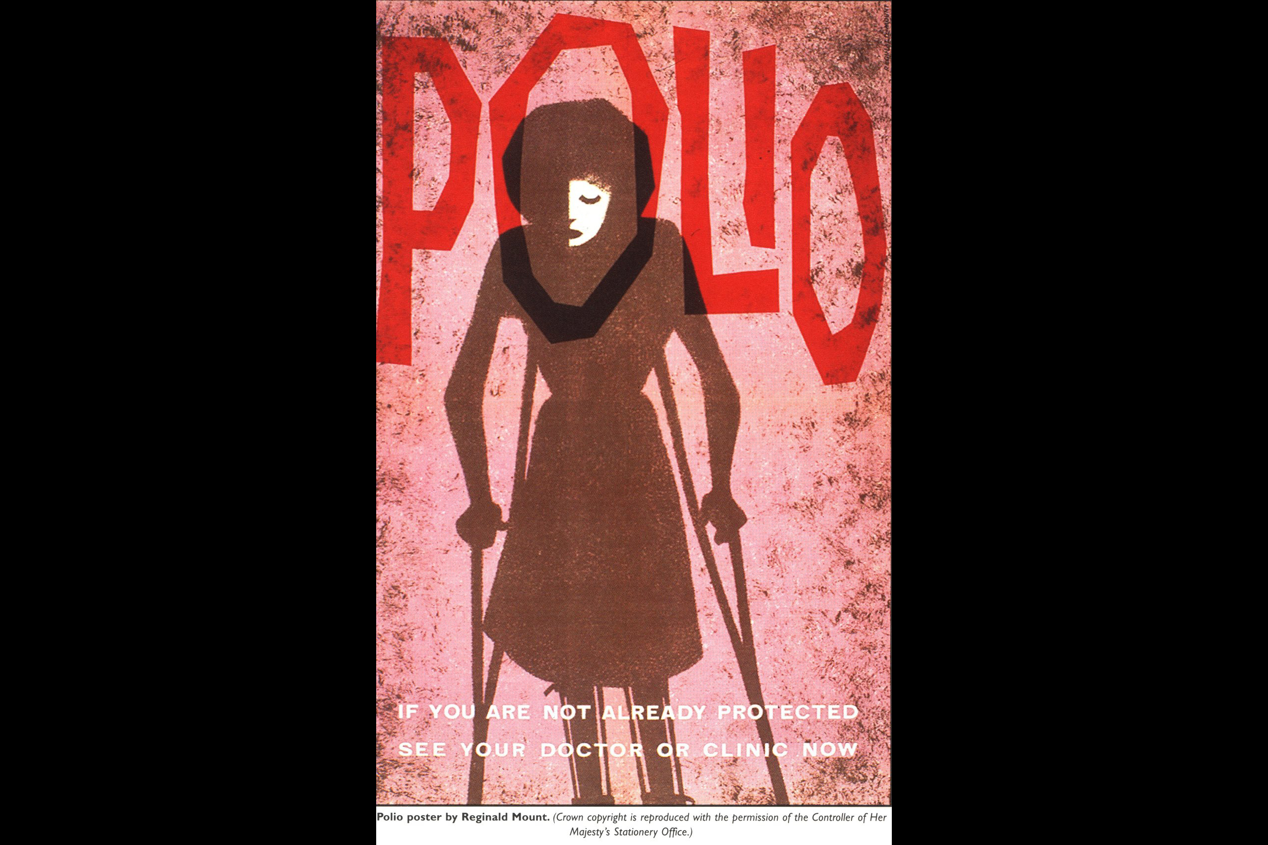 A British postcard promotes the importance of vaccinating against polio. A British postcard promotes the importance of vaccinating against polio.