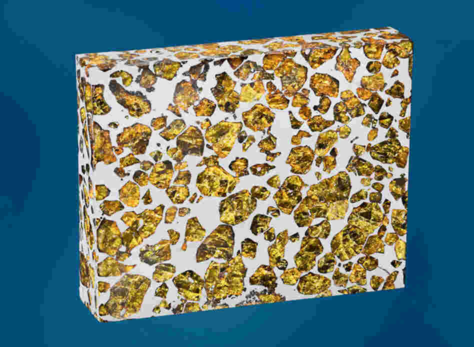 Good Enough To Eat? No, it's not nougat (though it does look a bit like the honey, sugar, egg white and nut confection). Those are olivine and peridot crystals suspended in a piece of the Fukang meteorite found in China's Gobi Desert. Estimated price: $100,000-$120,000. Good Enough To Eat? No, it's not nougat (though it does look a bit like the honey, sugar, egg white and nut confection). Those are olivine and peridot crystals suspended in a piece of the Fukang meteorite found in China's Gobi Desert. Estimated price: $100,000-$120,000.