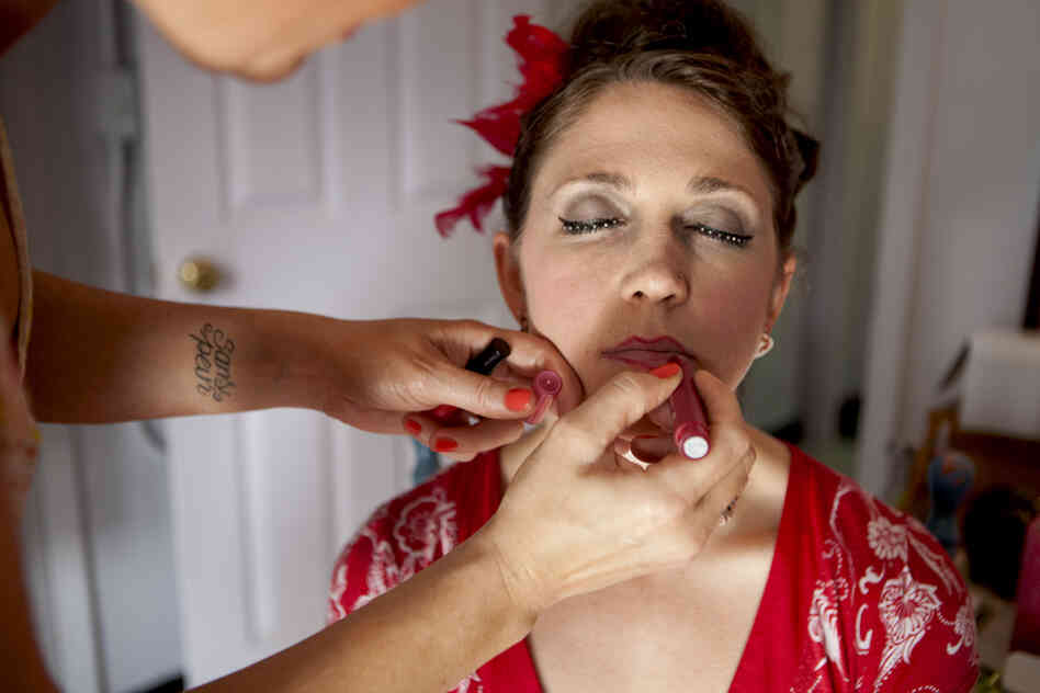Dyer begins her transformation into her alter-ego "Ze Dirty Butcher" — a burlesque dancer who couldn't make the cut and was forced to become a butcher instead.
