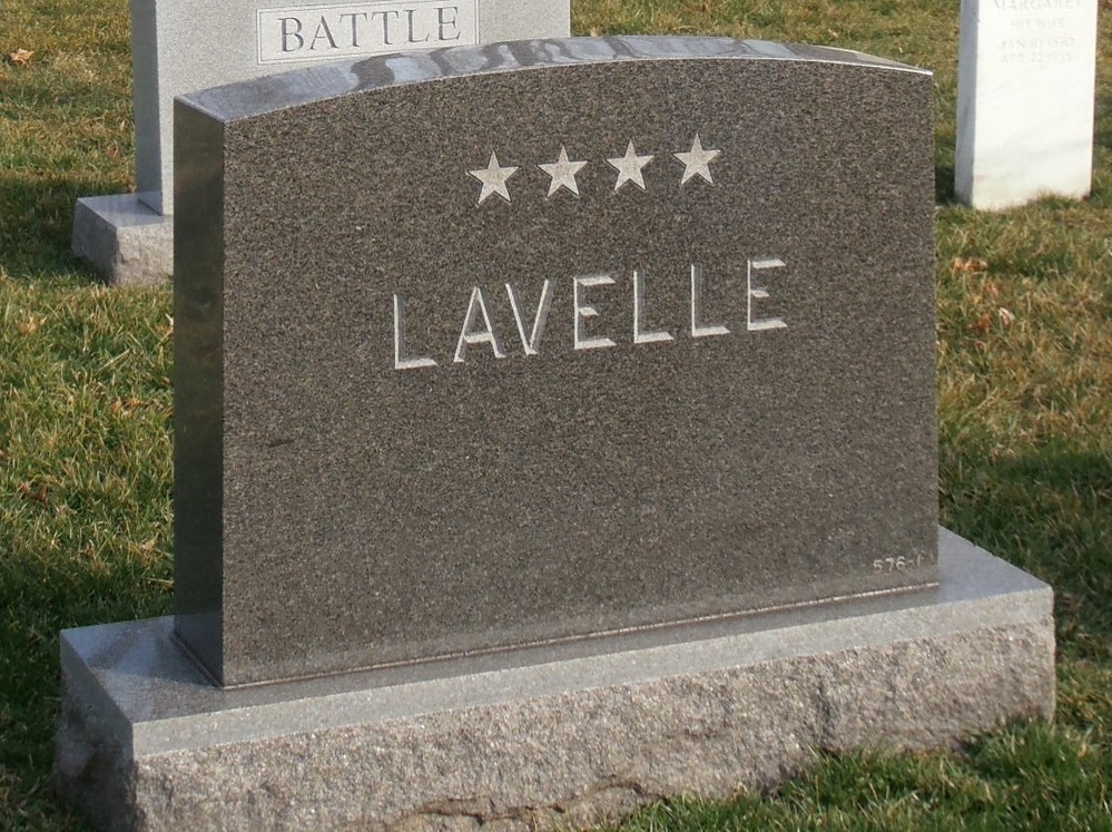 Even though Lavelle was officially retired in disgrace as a two-star general, his widow ordered a gravestone displaying four. No one has ever protested.