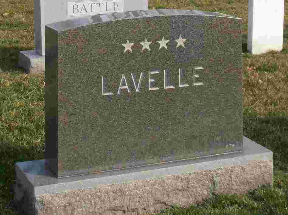 Even though Lavelle was officially retired in disgrace as a two-star general, his widow ordered a gravestone displaying four. No one has ever protested.