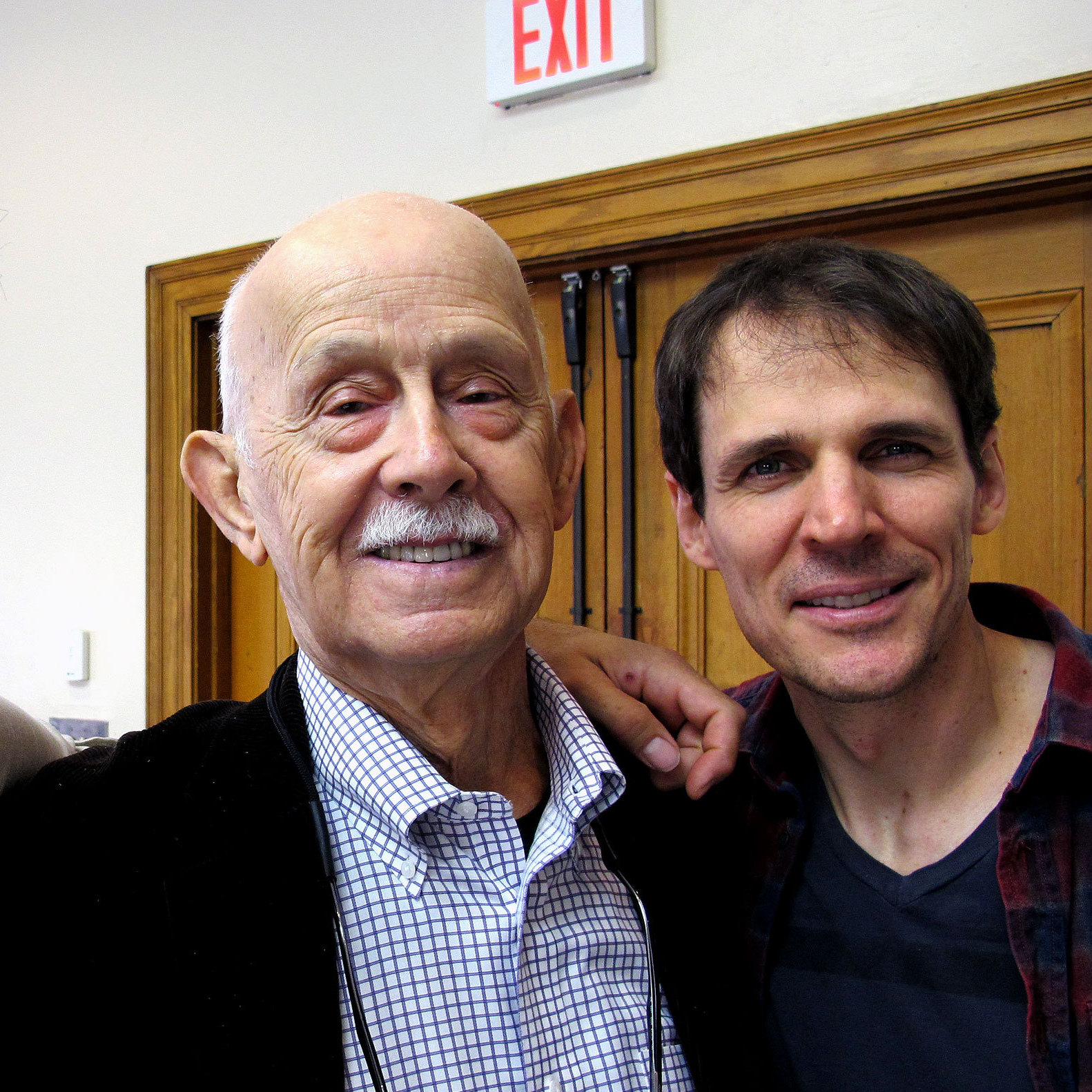 The Beat Generation cast members Tony Crane (left) and Joel Collins (right) with literary executor of the Kerouac estate John Sampas.