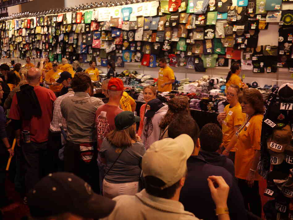Brewery T-shirts and other merchandise drew long lines.