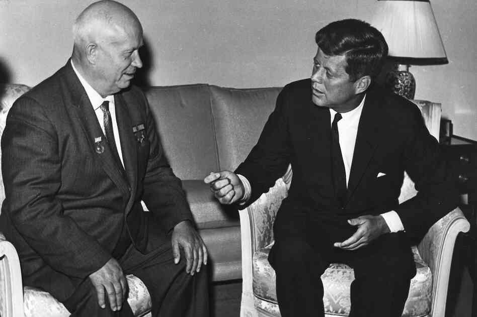 Kennedy meets with Soviet Chairman Nikita Khrushchev at the U.S. Embassy residence in Vienna, Austria, June 3, 1961.