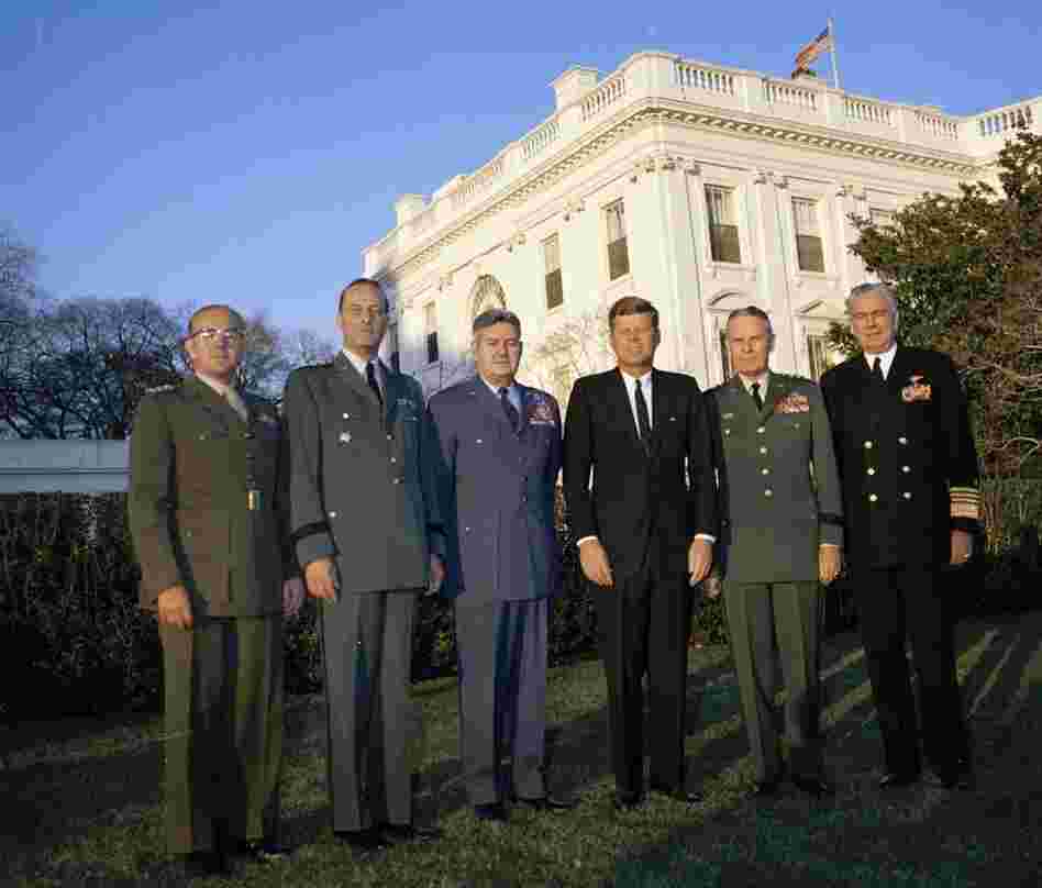 Kennedy with the Joint Chiefs of Staff on Jan. 15, 1962.