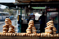 Bagels on display in a Jerusalem market.