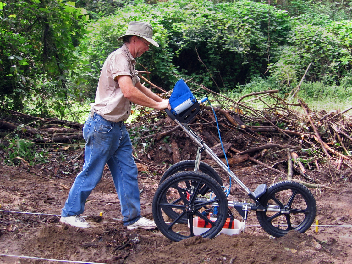 Using ground penetrating radar, archaeologist Richard Estabrook has identified dozens of previously unknown graves at the school's cemetery.