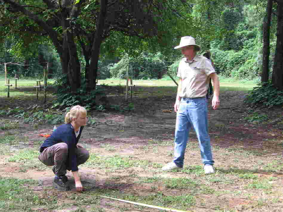 In their search for graves, Estabrook and forensic anthropologist Erin Kimmerle lay out a grid at the school cemetery.