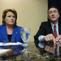 Democratic Senate candidate Heidi Heitkamp and her Republican opponent, Rep. Rick Berg, attend a North Dakota Chamber of Commerce forum in Bismarck last week.