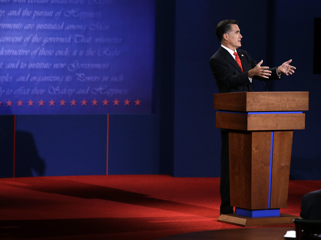 Mitt Romney at the first presidential debate at the University of Denver on Oct. 3.