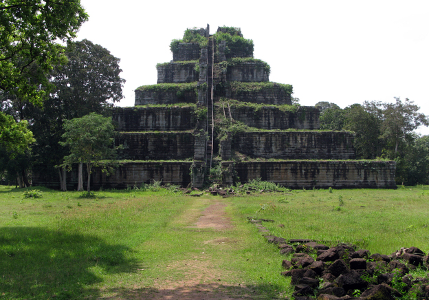 King Jayavarman IV built this pyramid-shaped monument at the center of his capital at Koh Ker in northern Cambodia in the 10th century. The ruler of the Khmer empire died two decades later, and the capital was abandoned and swallowed by the jungle.