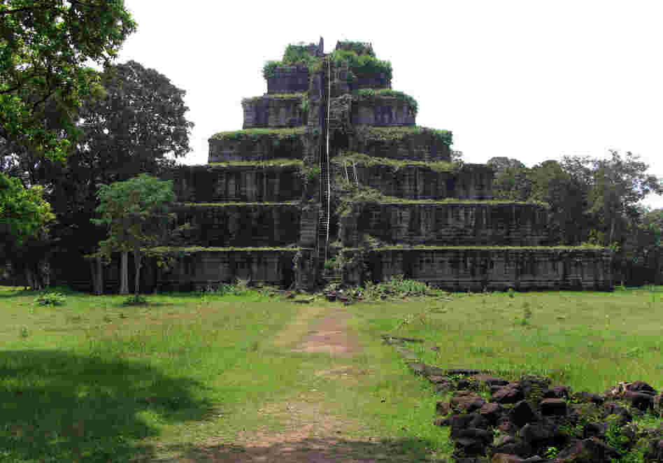 King Jayavarman IV built this pyramid-shaped monument at the center of his capital at Koh Ker in northern Cambodia in the 10th century. The ruler of the Khmer empire died two decades later, and the capital was abandoned and swallowed by the jungle.