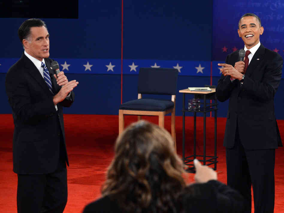 CNN's Candy Crowley moderates the second presidential debate between Mitt Romney and President Obama at Hofstra University in Hempstead, N.Y., on Tuesday.